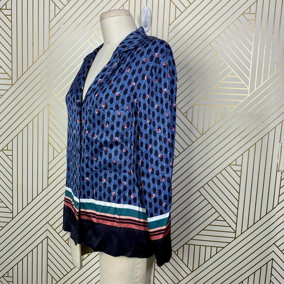 MAJE‎ Cristen Blouse Top Blue Printed Geometric - Picture 6 of 12